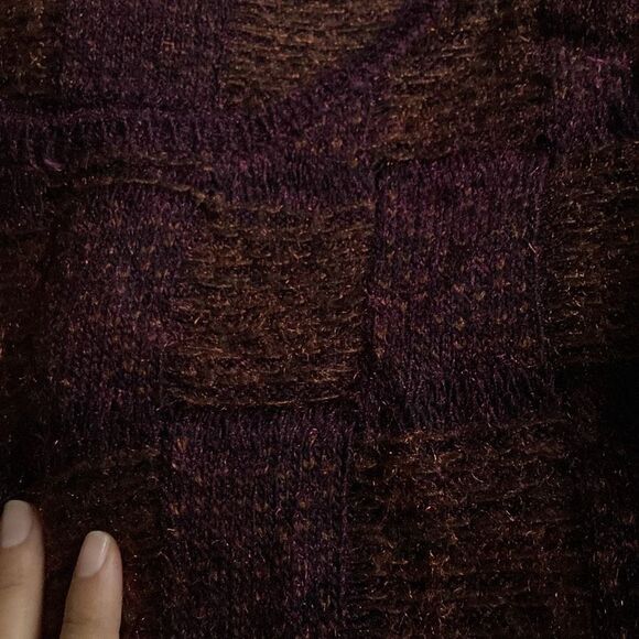 Lucky Brand Checker Knit Oversized Sweater Purple and Orange size Small - Picture 5 of 6